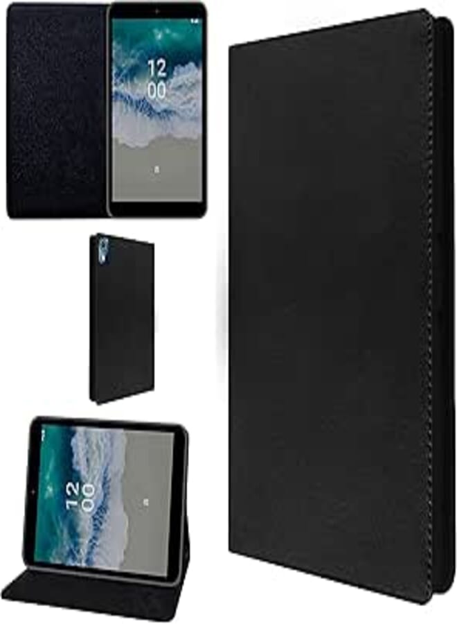 TGK Leather Stand Flip Case Cover for Nokia Tab T10 8 inch Tablet, Black